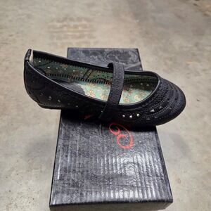 Marilyn Moda Black Mary Jane Ballet Flats Kids Size 9 Cutout Strap